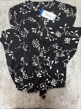 bobeau Black Maxi Dress with Cream Floral Print